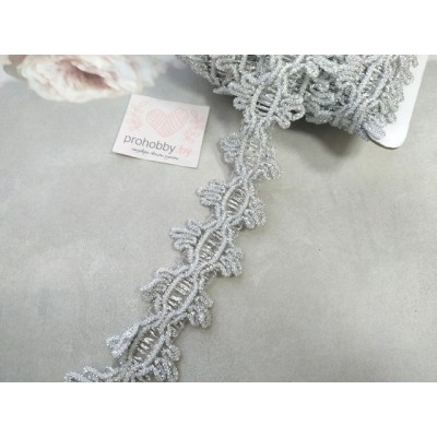 Тесьма декоративная, 35 мм, цвет серебро