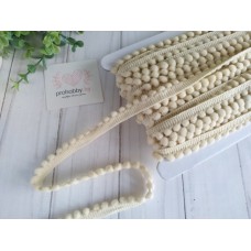 Тесьма с помпонами, 12 мм, цвет кремовый