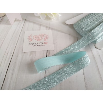 Тесьма эластичная с люрексом, цвет светло-голубой