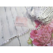 Тесьма отделочная с люрексом, 8 мм, цвет белый/серебро