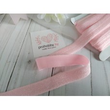 Тесьма эластичная с люрексом, цвет светло-розовый
