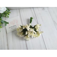 Тычинки в виде букетика на ветке, цвет кремовый