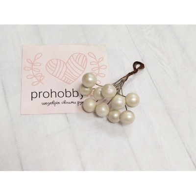 Ягодки на веточке, цвет белый, 10 шт