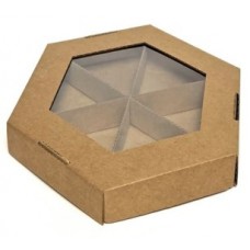 Коробка менажница 6 граней, 24*21,5*3, цвет крафт