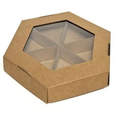 Коробка менажница 6 граней, 24*21,5*3, цвет крафт