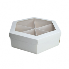Коробка менажница самосборная с прозрачный окошком, 17*15*5 см, цвет белый