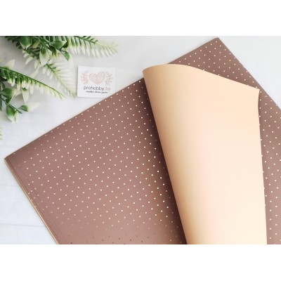 Плёнка для цветов матовая "Серебристый горох", 58*58 см, цвет пенка/песочный