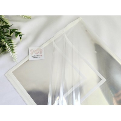 Плёнка для цветом с кантом, 58*58 см, цвет прозрачный/белый