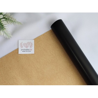 Плёнка для цветов матовая в рулоне, 58 см, цвет чёрный/песочный