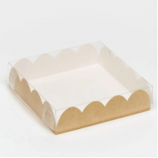 Коробка для печенья с прозрачной крышкой, 12*12*3 см, цвет крафт