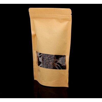 Пакет zip-lock крафт с прямоугольным окошком, 12*20 см