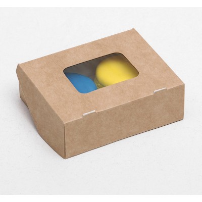 Коробка самосборная с маленьким прозрачным окошком, 10*8*3,5 см